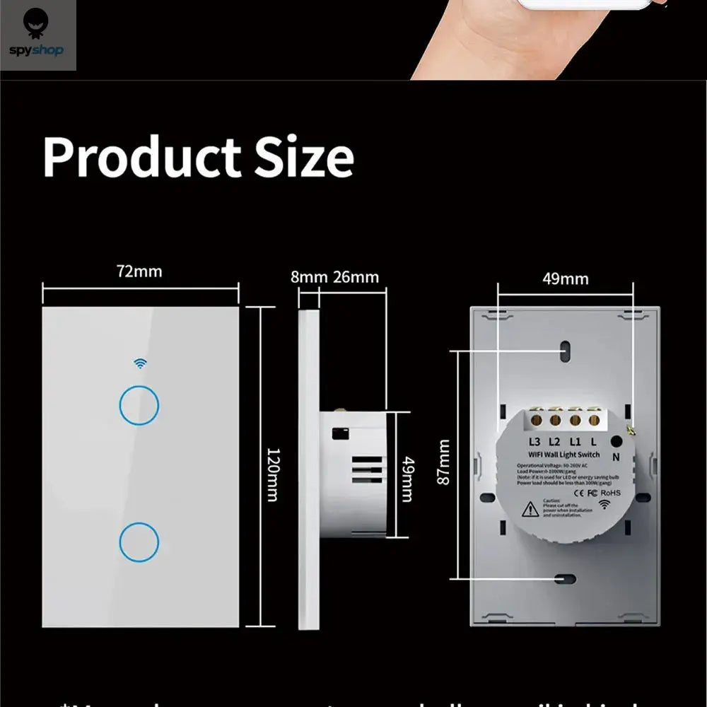 Tuya US WiFi Smart Wall Switch RF433 1/2/3/4 Gang No Neutral Wire Touch Sensor LED Light Switches Smart Home Alexa Google Home Spy-shop.com