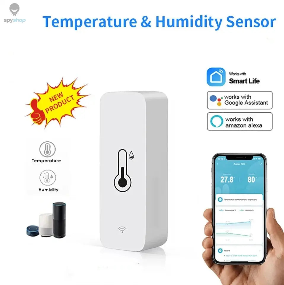 Tuya WiFi Zigbee Temperature Humidity Sensor Smart Home Indoor Hygrometer APP Monitoring Work with Google Home SmartLife Alexa Spy-shop.com