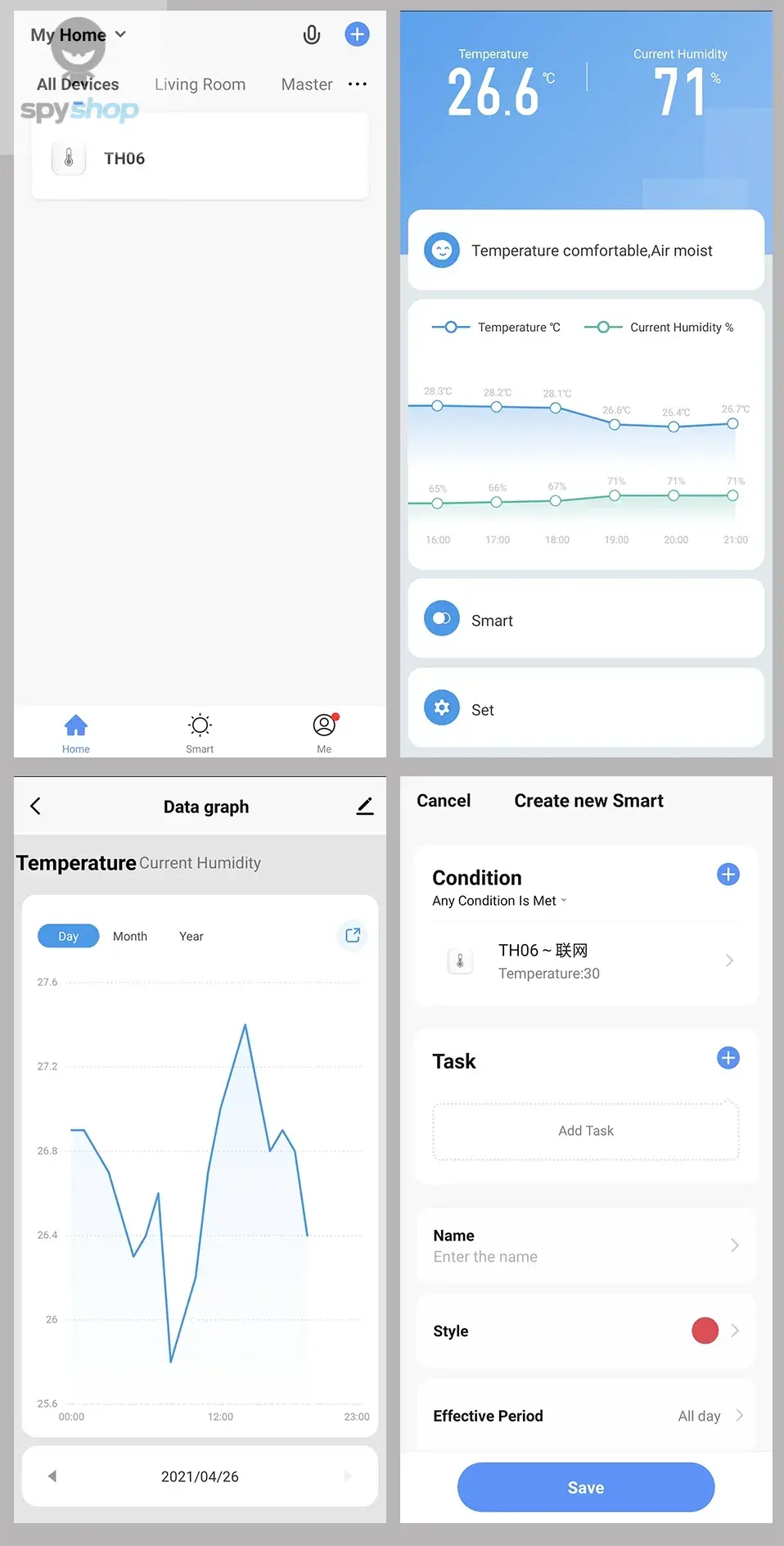 Tuya WiFi Zigbee Temperature Humidity Sensor Smart Home Indoor Hygrometer APP Monitoring Work with Google Home SmartLife Alexa Spy-shop.com