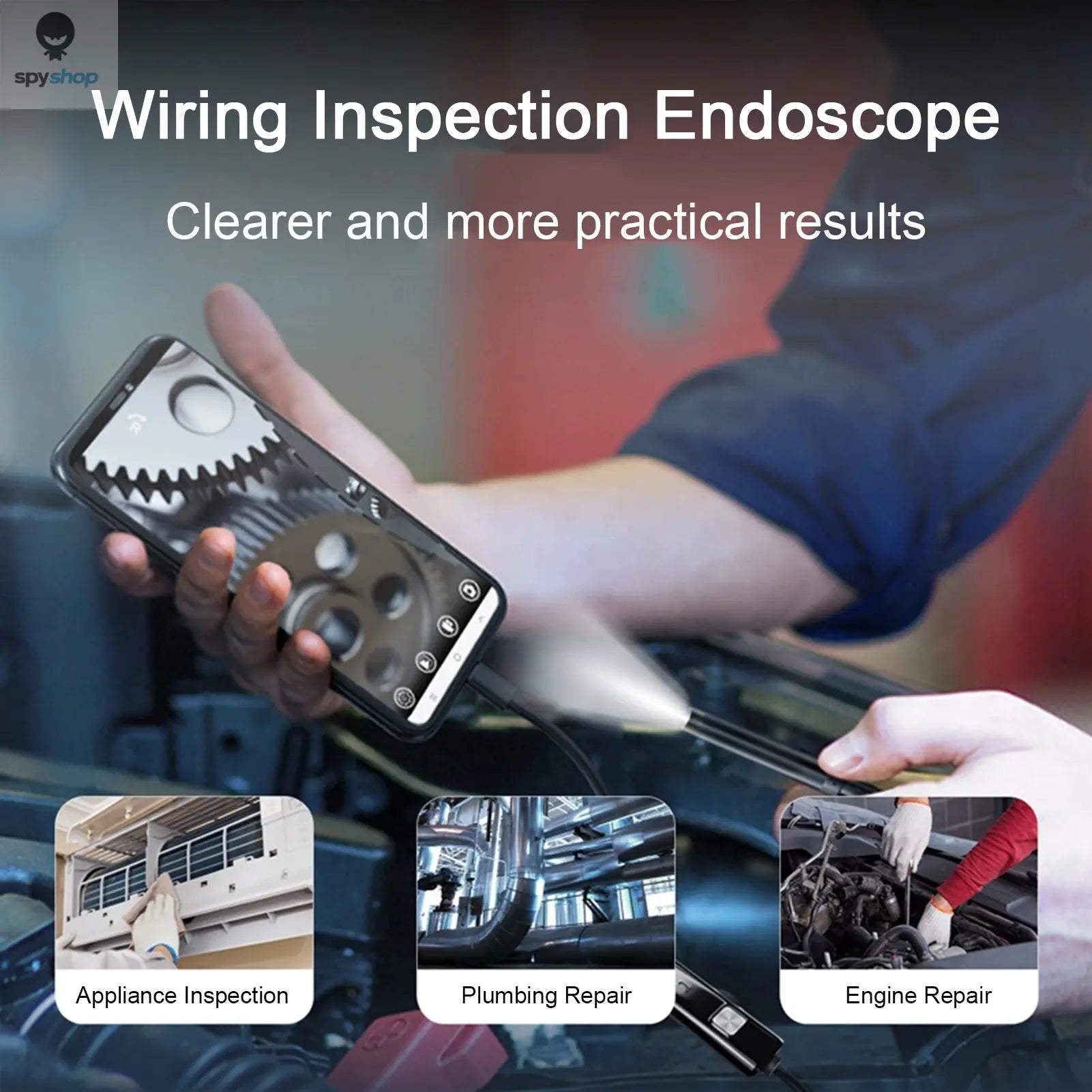 Type-c 5.5/7mm Endoscope Scope Camera 1m 1.5m 2m for Car Scenarios Endoscope Camera with 6 Led Lights Ideal for Car Engines Spy-shop.com
