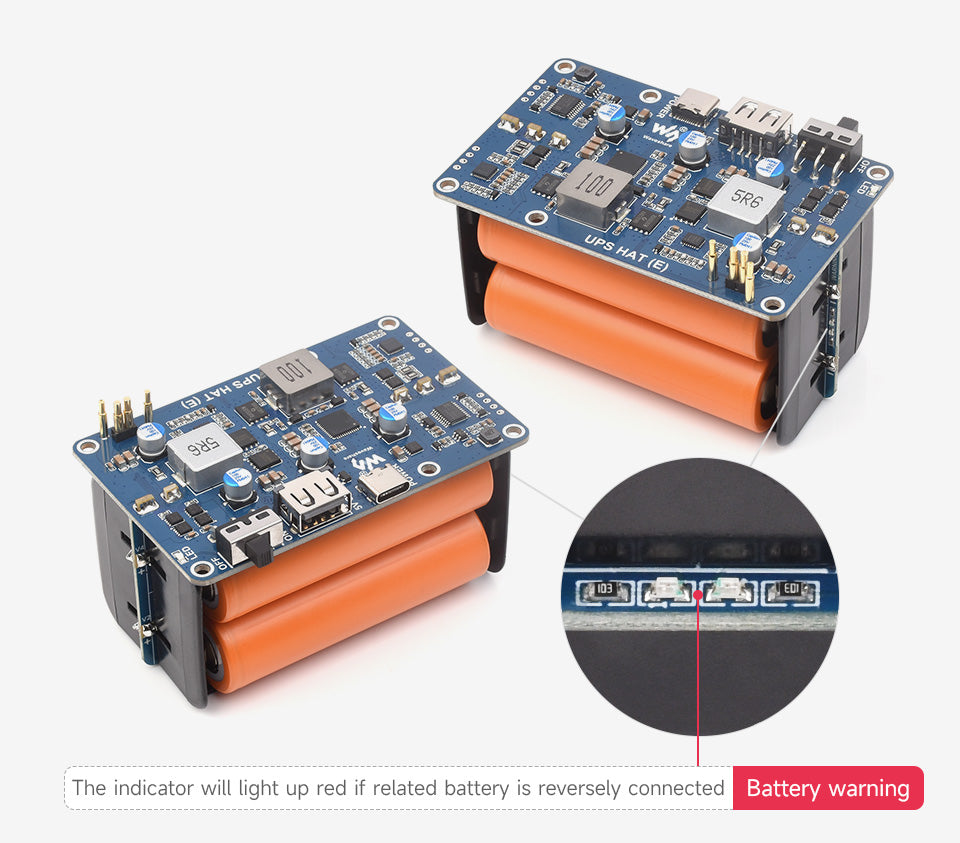 UPS HAT E for Raspberry Pi 5 - 21700 Battery Board