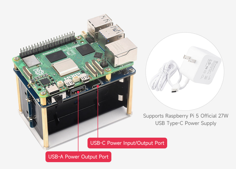UPS HAT E for Raspberry Pi 5 - 21700 Battery Board