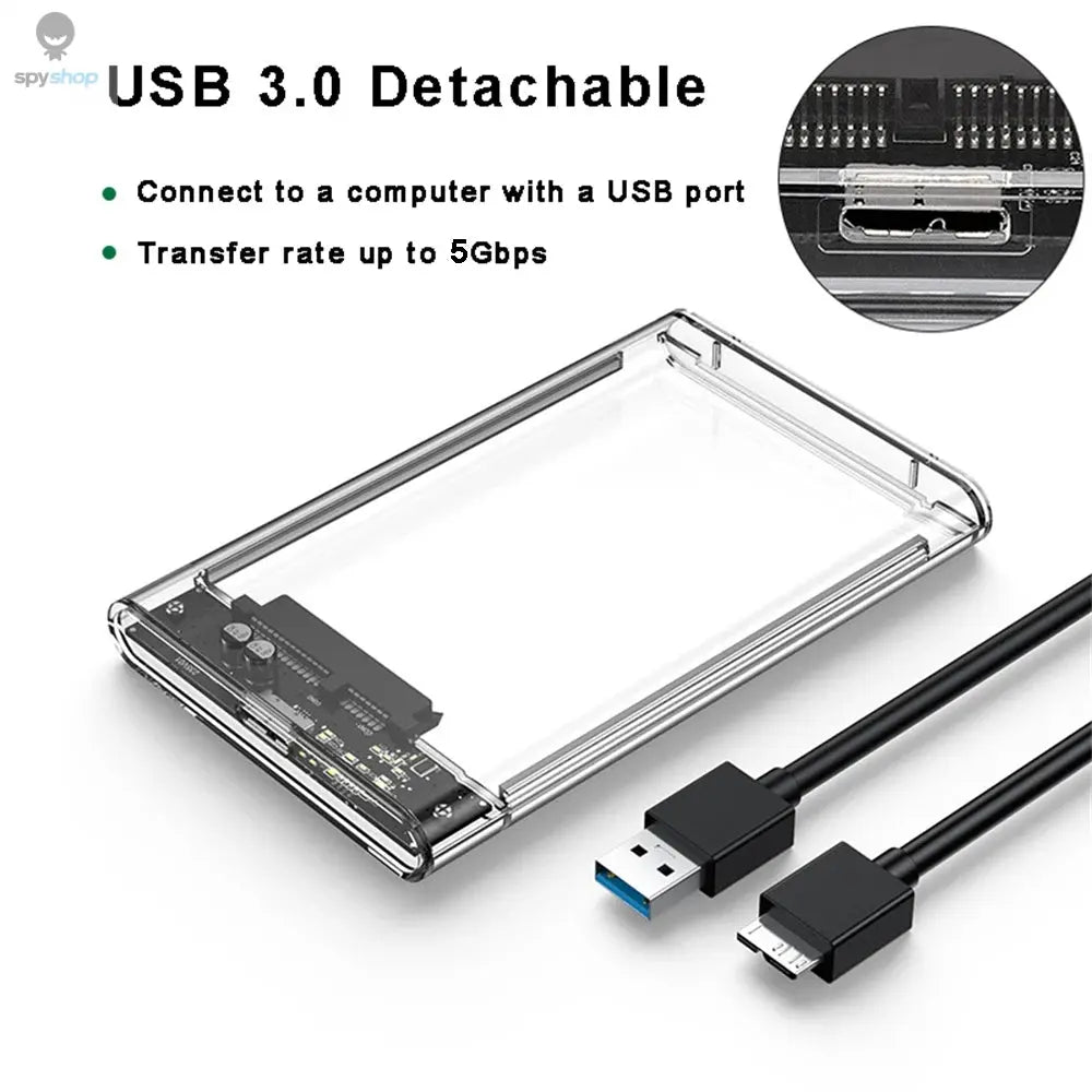 USB 3.0 HDD Enclosure 2.5inch SATA SSD Hard Drive Case with 5Gbps Transfer Speed Mobile External Housing Harddisk Boxs Cable Spy-shop.com
