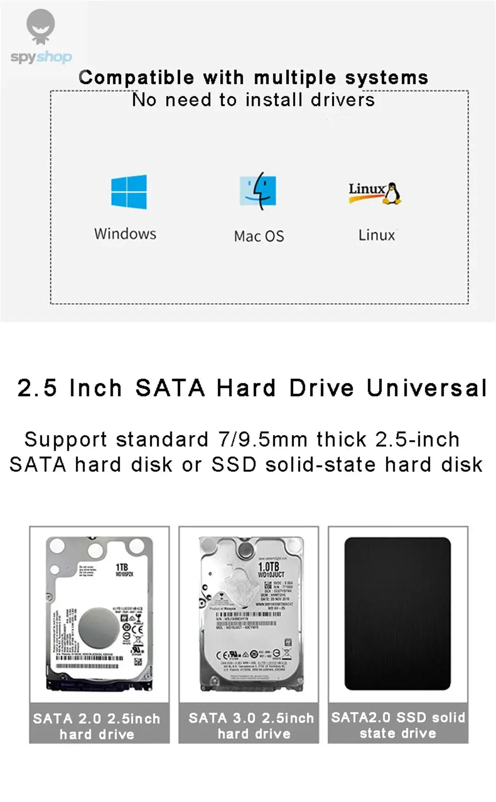 USB 3.0 HDD Enclosure 2.5inch SATA SSD Hard Drive Case with 5Gbps Transfer Speed Mobile External Housing Harddisk Boxs Cable Spy-shop.com