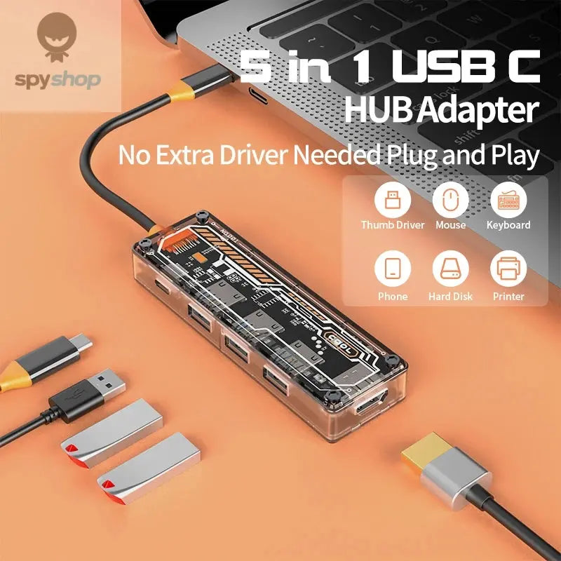 USB C Docking Station to HDMI-Compatible 4K@30Hz Display 5Gbps USB C 3.0 HUB 100W PD SD/TF for MacBook Pro Air iPad PC