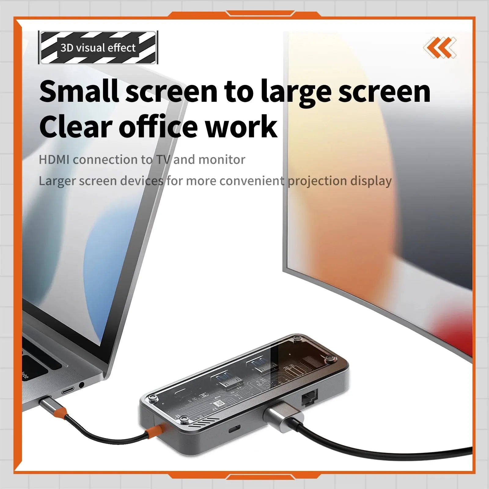 USB C Docking Station to HDMI-Compatible 4K@30Hz Display 5Gbps USB C 3.0 HUB 100W PD SD/TF for MacBook Pro Air iPad PC