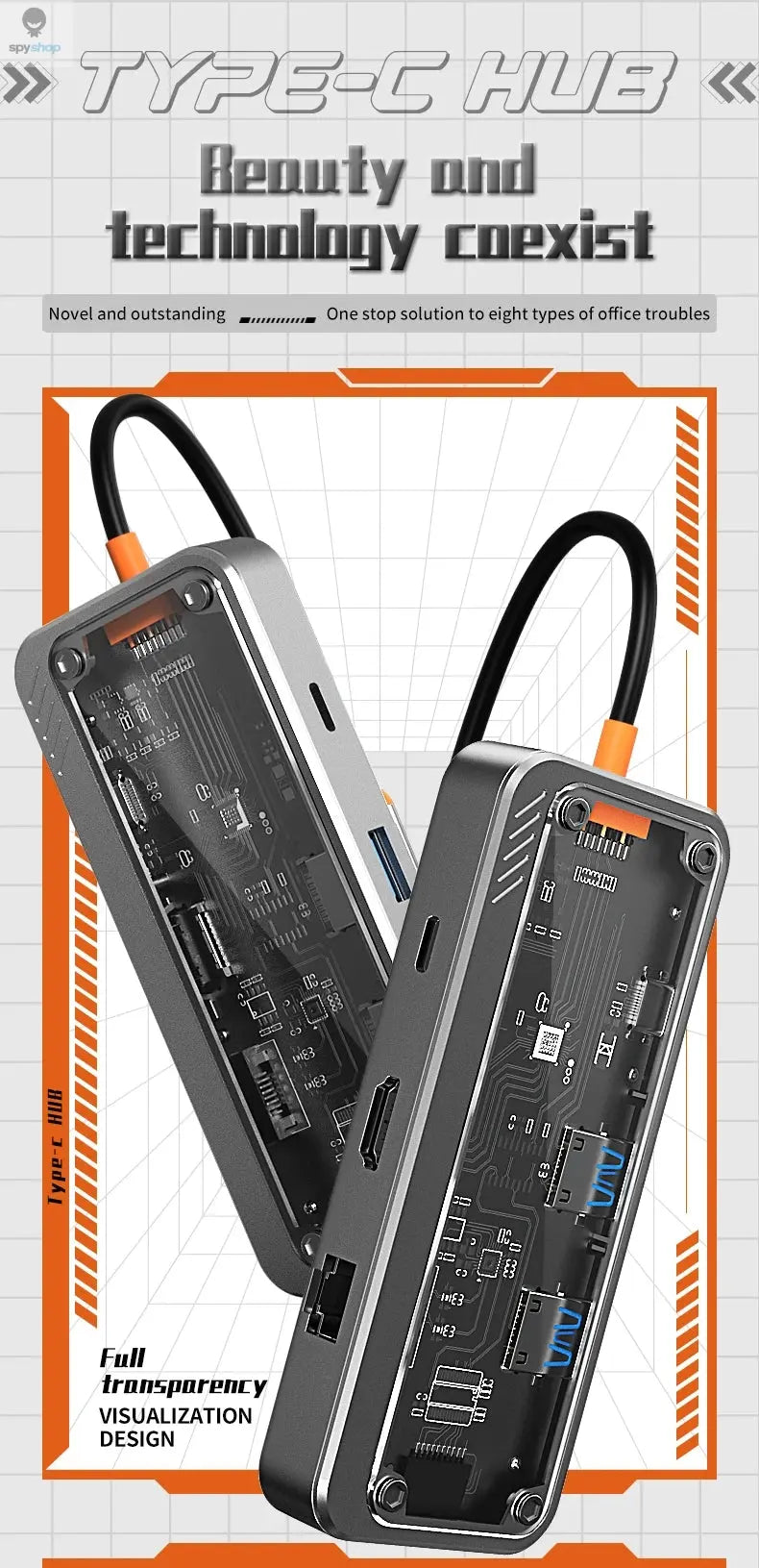 USB C Docking Station to HDMI-Compatible 4K@30Hz Display 5Gbps USB C 3.0 HUB 100W PD SD/TF for MacBook Pro Air iPad PC