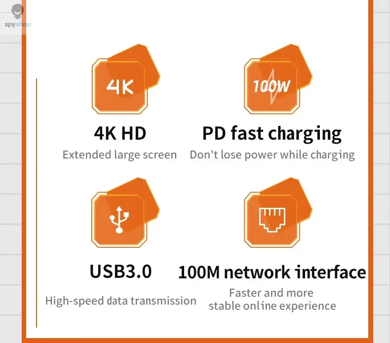 USB C Docking Station to HDMI-Compatible 4K@30Hz Display 5Gbps USB C 3.0 HUB 100W PD SD/TF for MacBook Pro Air iPad PC
