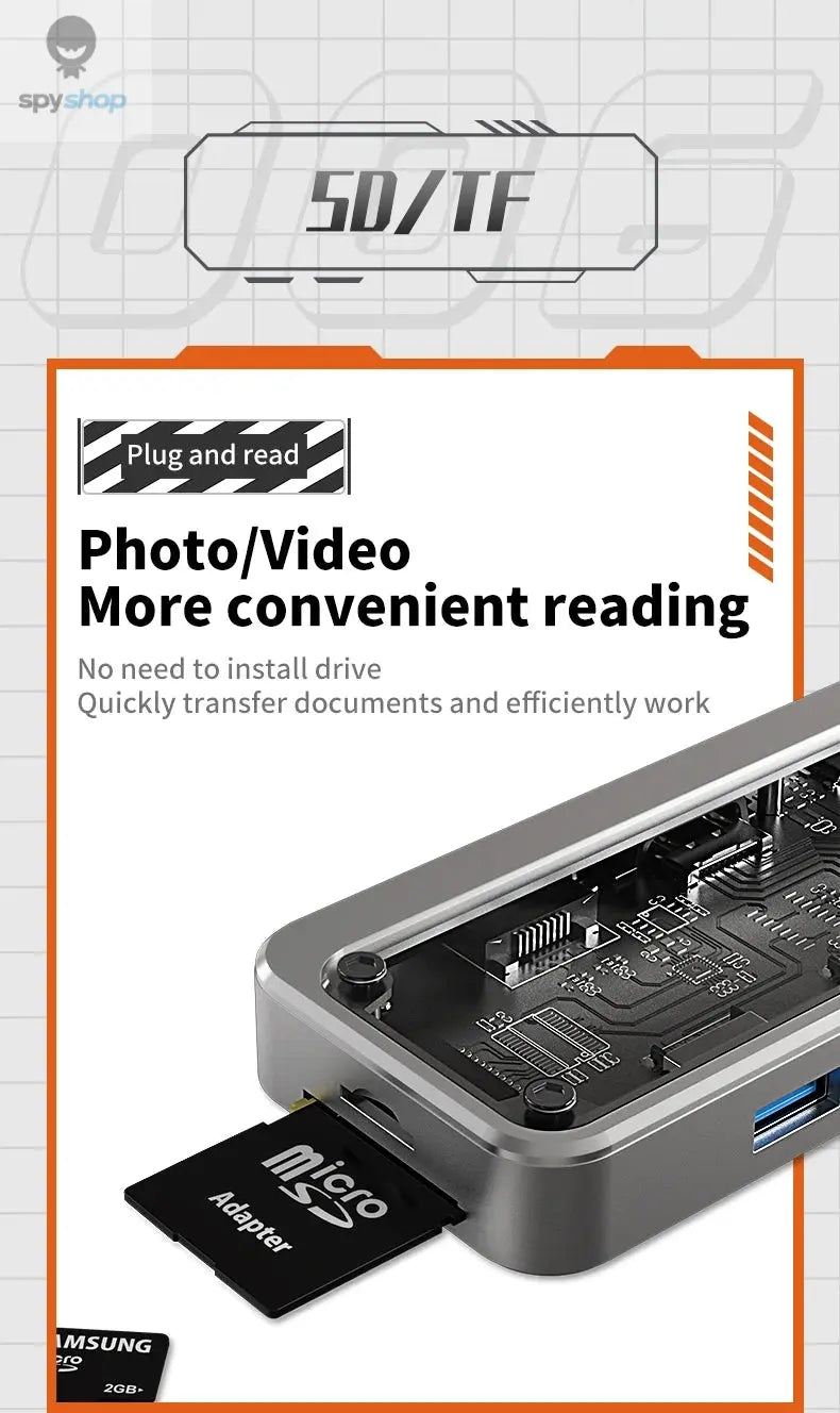 USB C Docking Station to HDMI-Compatible 4K@30Hz Display 5Gbps USB C 3.0 HUB 100W PD SD/TF for MacBook Pro Air iPad PC