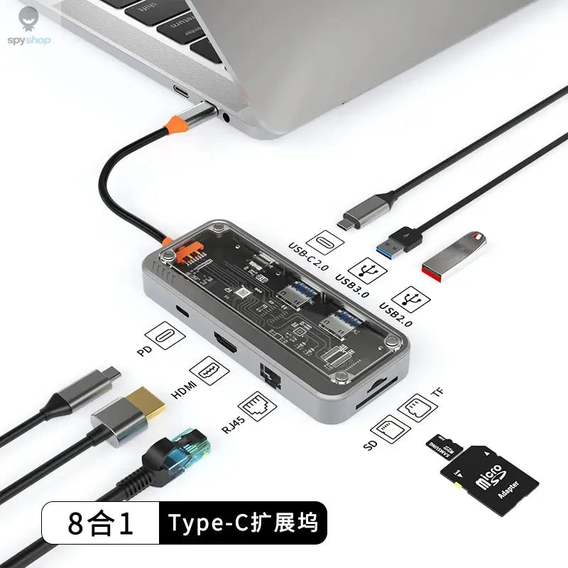 USB C Docking Station to HDMI-Compatible 4K@30Hz Display 5Gbps USB C 3.0 HUB 100W PD SD/TF for MacBook Pro Air iPad PC