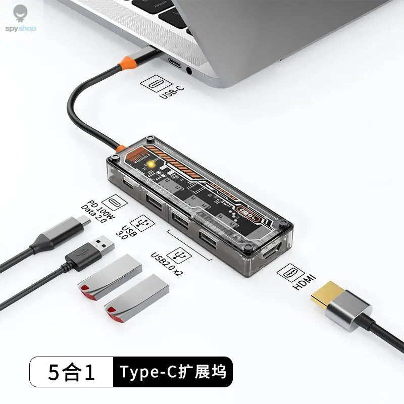 USB C Docking Station to HDMI-Compatible 4K@30Hz Display 5Gbps USB C 3.0 HUB 100W PD SD/TF for MacBook Pro Air iPad PC