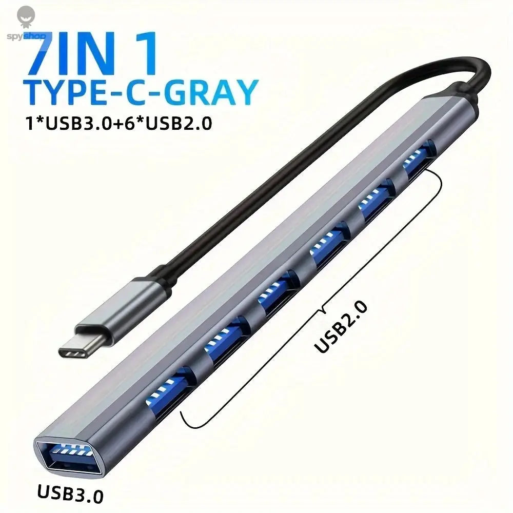 USB C Hub USB Hub 3.0, Aluminum 7 in 1 USB Extender, USB Splitter with USB 3.0, 4 X USB 2.0 and 2 USB C Ports USB Distributor Spy-shop.com
