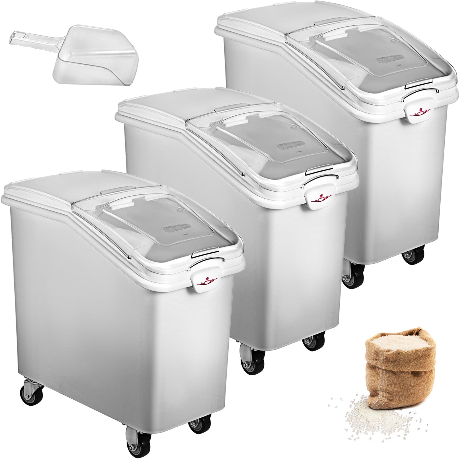 Large Capacity Ingredient Storage Bin with Wheels & Scoop