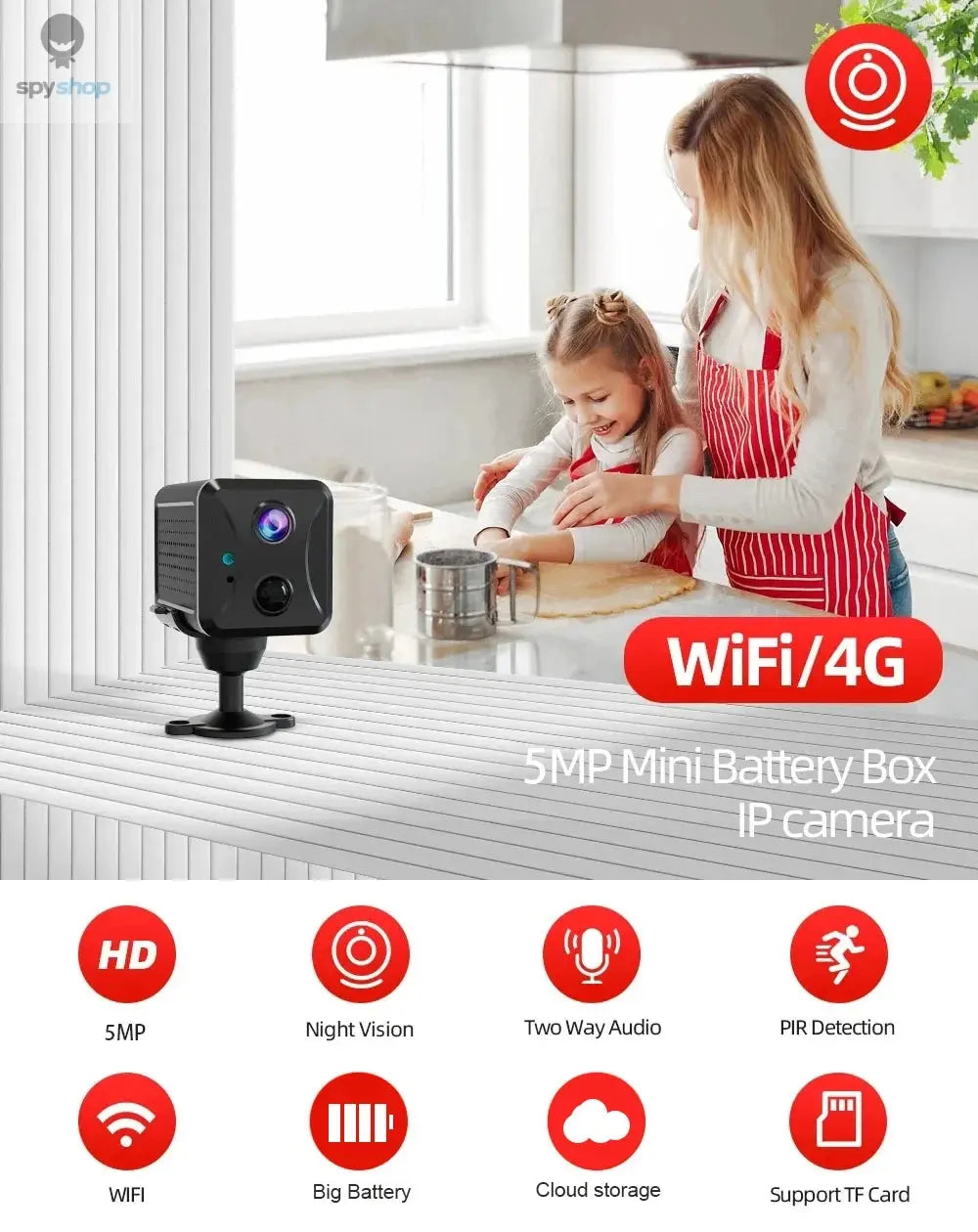 Ubox Mini 4G Security Camera SIM Card or Wifi Ultra HD Surveillance Camera 3800 mAh Battery Low Power Voice Intercom CCTV Camera Spy-shop.com