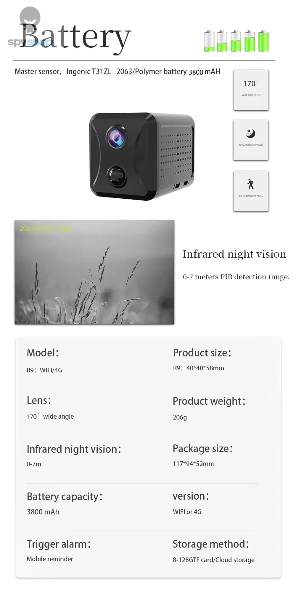 Ubox Mini 4G Security Camera SIM Card or Wifi Ultra HD Surveillance Camera 3800 mAh Battery Low Power Voice Intercom CCTV Camera Spy-shop.com