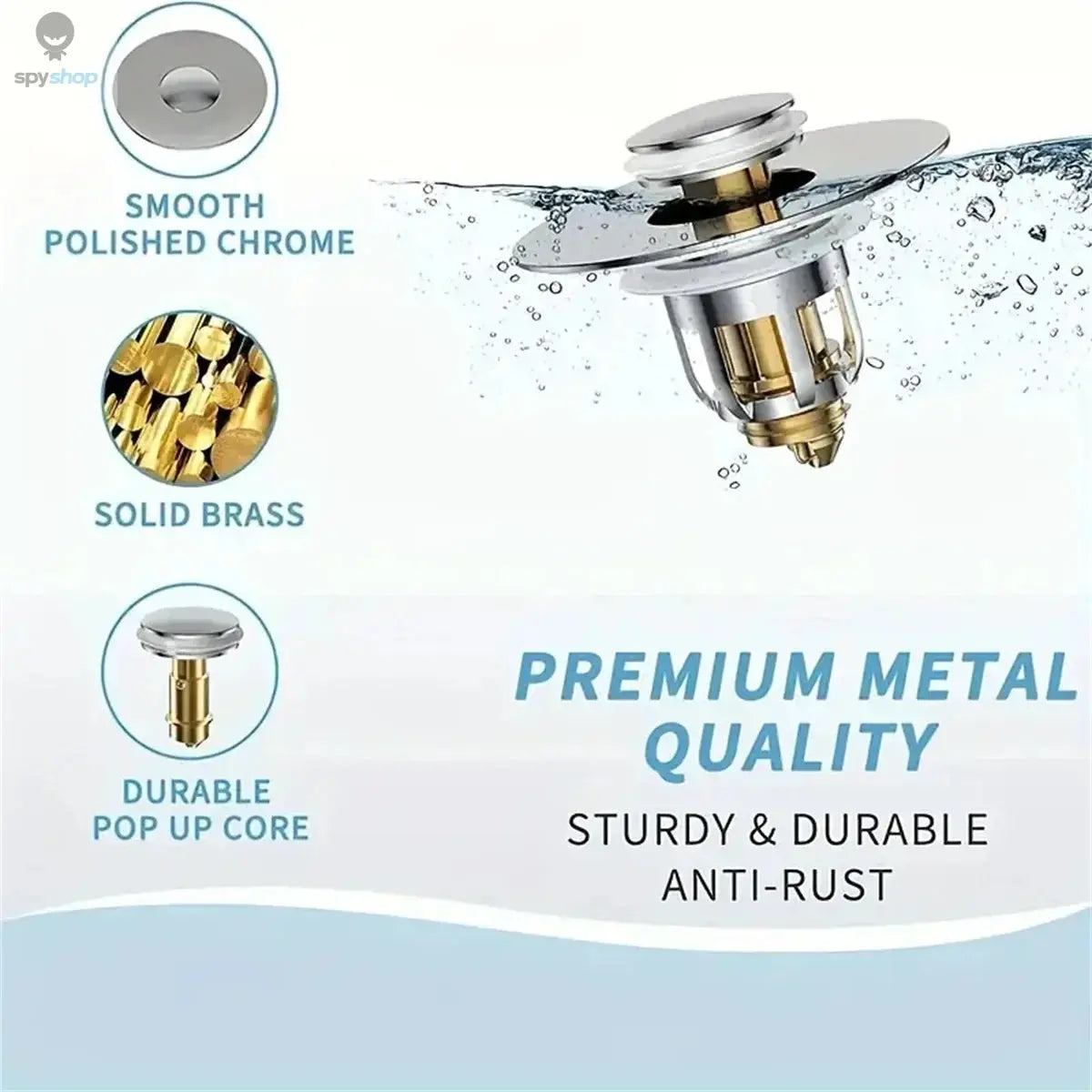 Universal Rebound Drain Plug Filter Basin Pop-up Chrome Sink Filter with Hair Catcher Bathroom Sink Drain Stopper Easy Push Type Spy-shop.com