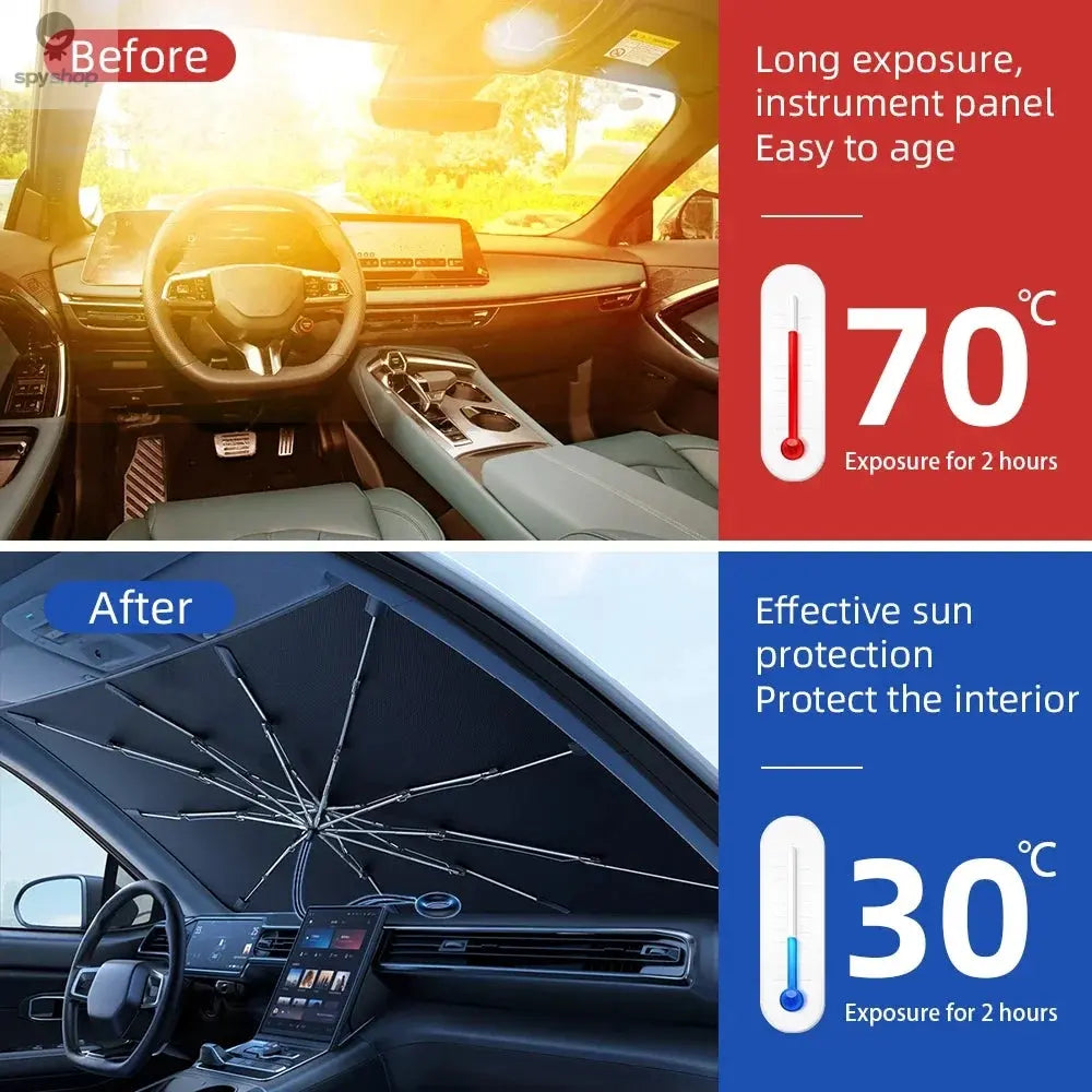 Upgraded Car Windshield Sun Shade Umbrella Foldable Car Sunshade Front Window Cover for UV Ray Block & Sun Heat Protection Spy-shop.com