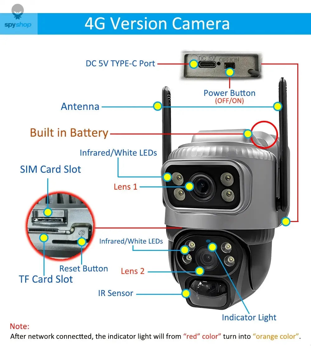 V380 Dual Lens 4G Camera Solar PIR Human Detection Night Vision Waterproof Security Video IP Camara 8MP 4K Battery CCTV Monitor Spy-shop.com