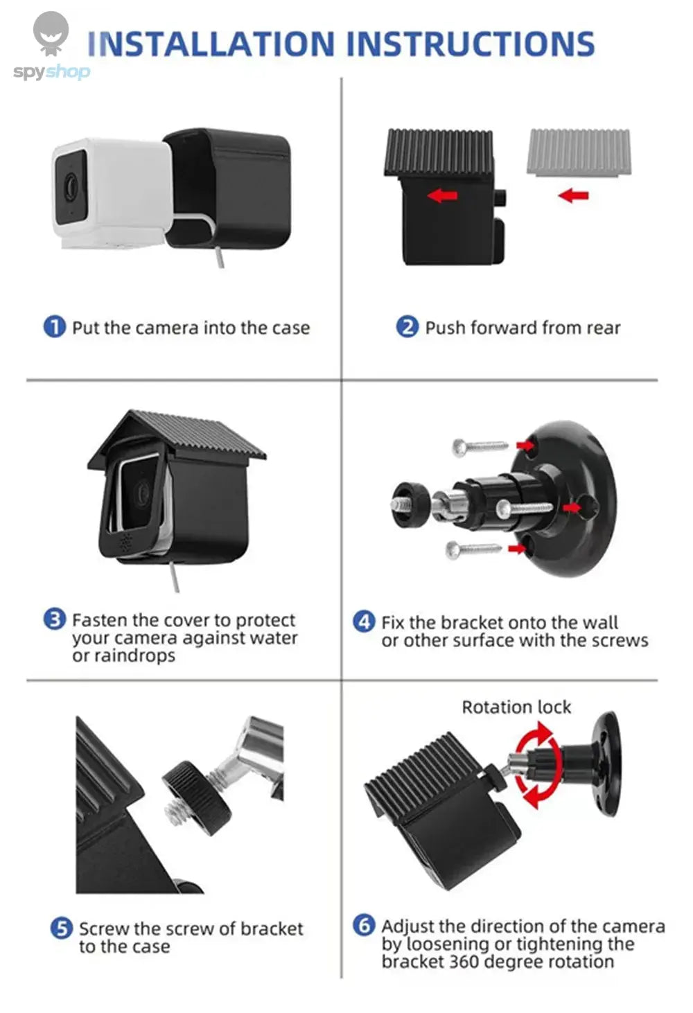 Wall Mount for Wyze Cam V3,Weatherproof Protective Cover with 360 Degree Adjustable Bracket Indoor and Outdoor Cam Accessories Spy-shop.com