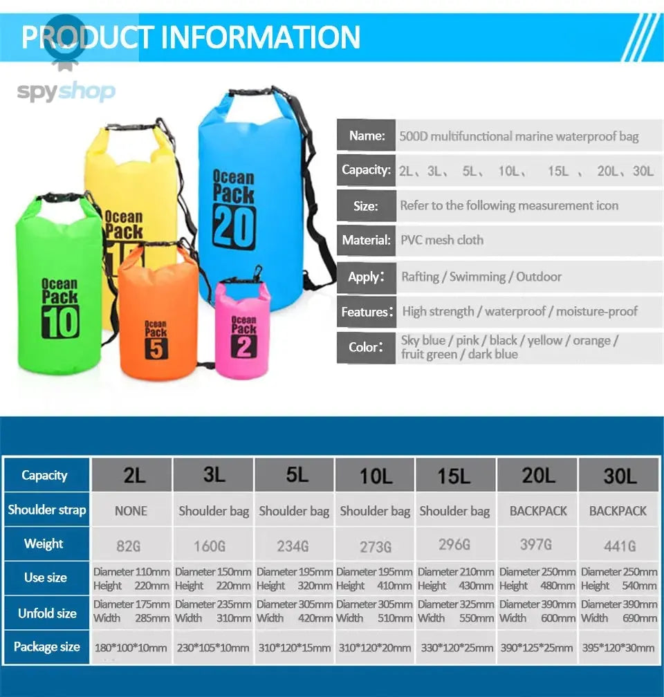 Waterproof PVC Dry Bag for Women Men 2L/5L/10L/15L/20L/30L Outdoor Sport Storage Bag for Kayaking, Boating, Fishing, Swimming