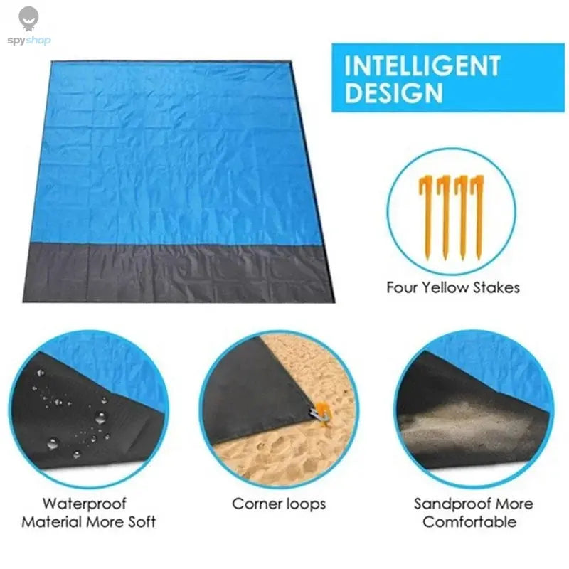 Waterproof Pocket Beach Mat Folding Beach Blanket Camping Mat Lightweight Lightweight Mat Outdoor Picnic Mat Spy-shop.com
