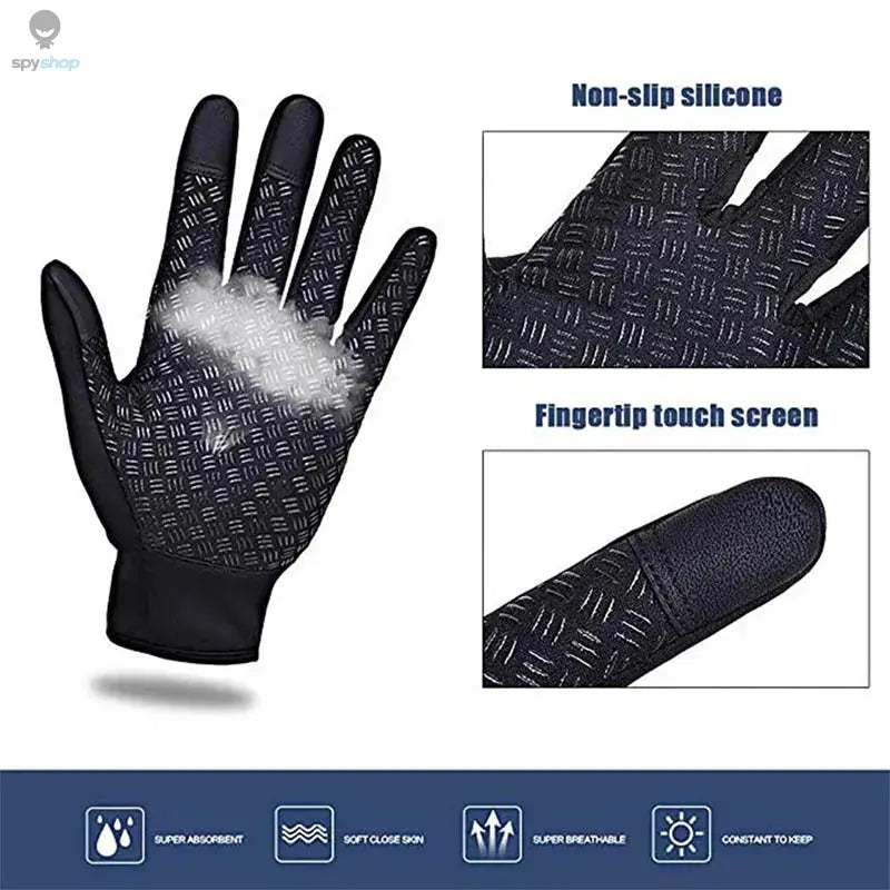Winter Gloves For Men Waterproof Windproof Cold Gloves Snowboard Motorcycle Riding Driving Warm Touchscreen Zipper Glove Spy-shop.com