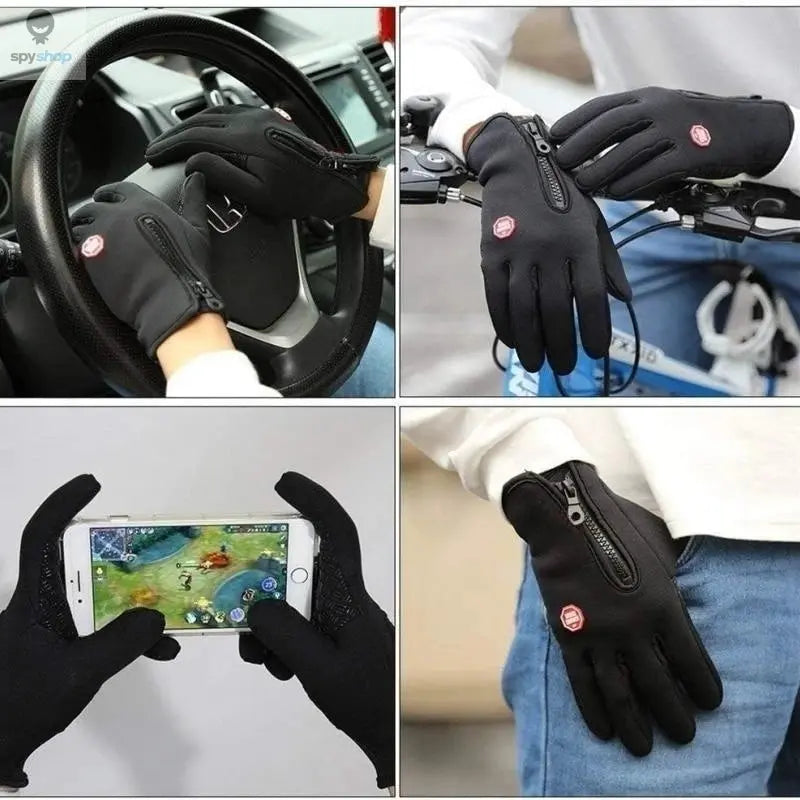 Winter Gloves For Men Waterproof Windproof Cold Gloves Snowboard Motorcycle Riding Driving Warm Touchscreen Zipper Glove Spy-shop.com