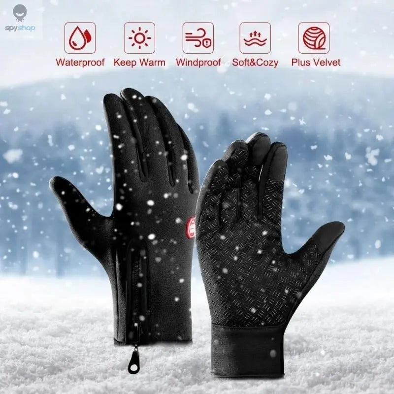 Winter Gloves For Men Waterproof Windproof Cold Gloves Snowboard Motorcycle Riding Driving Warm Touchscreen Zipper Glove Spy-shop.com
