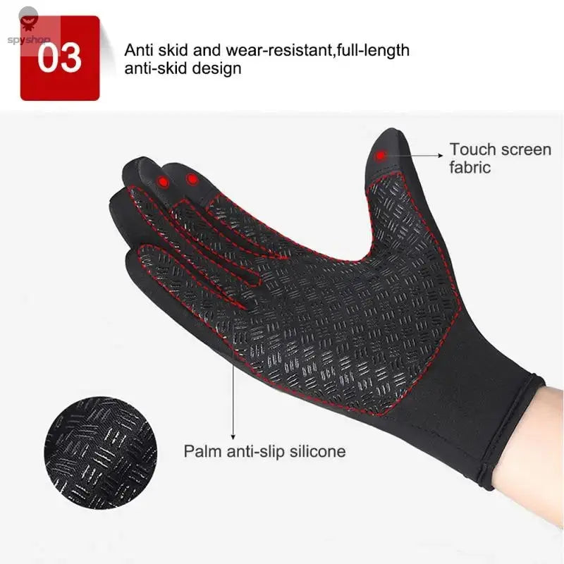 Winter Gloves For Men Waterproof Windproof Cold Gloves Snowboard Motorcycle Riding Driving Warm Touchscreen Zipper Glove Spy-shop.com