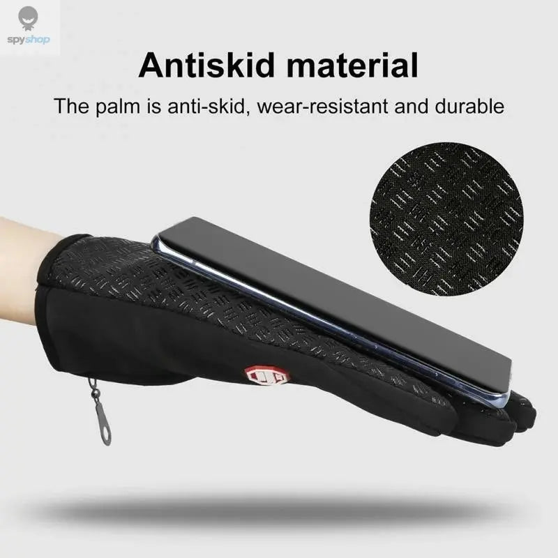 Winter Gloves For Men Waterproof Windproof Cold Gloves Snowboard Motorcycle Riding Driving Warm Touchscreen Zipper Glove Spy-shop.com