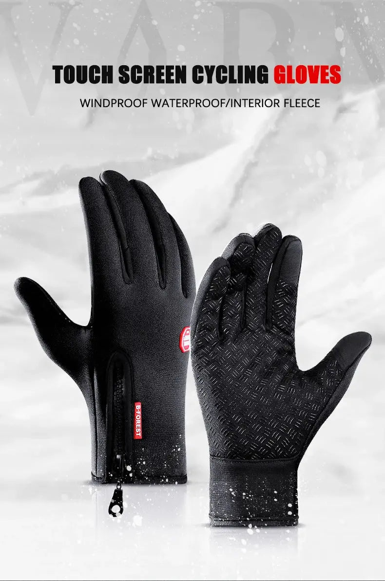 Winter Warm Men's Gloves Women Touchscreen Outdoor Sport Fishing Splash-proof Skiing Cycling Snowboard Nonslip Zipper Gloves