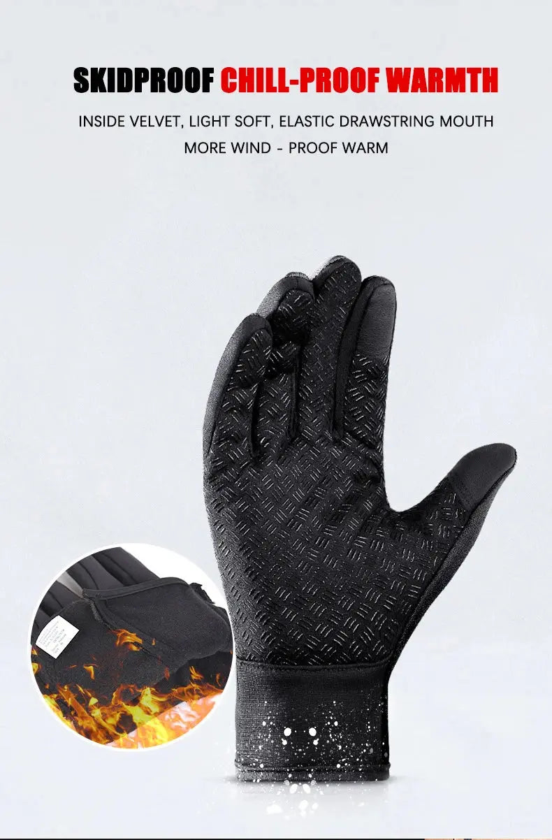 Winter Warm Men's Gloves Women Touchscreen Outdoor Sport Fishing Splash-proof Skiing Cycling Snowboard Nonslip Zipper Gloves