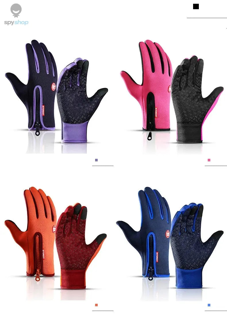 Winter Warm Men's Gloves Women Touchscreen Outdoor Sport Fishing Splash-proof Skiing Cycling Snowboard Nonslip Zipper Gloves
