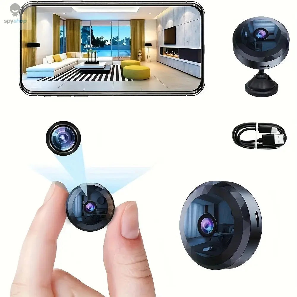 Wireless Mini WiFi Security Camera with Night Vision Motion Detection Rechargeable Battery Easy to Mount & App-Controlled Spy-shop.com