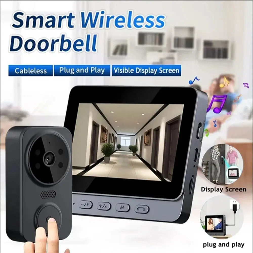 Wireless Video Doorbell Camera Bundle, Smart Security Camera with Night Vision, 2.4G WiFi, HD, Motion Detection, Cloud Storage