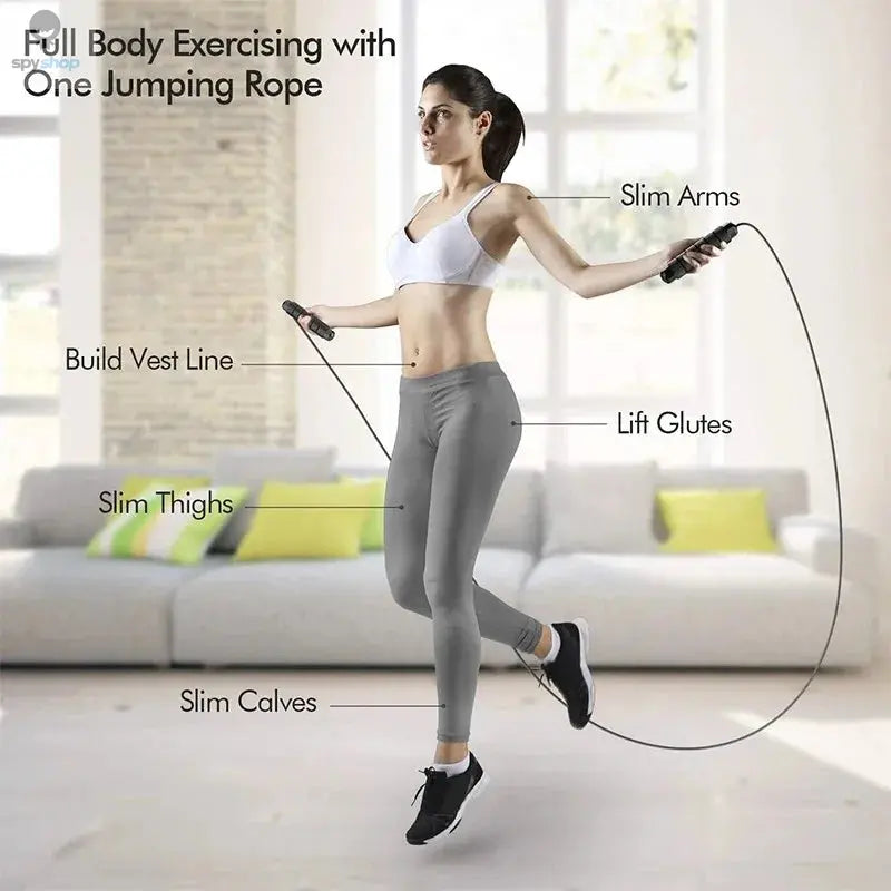 With Ball Bearings Adjustable Tangle-Free Speed Wire Jump Rope Workout with Foam Handles for Fitness Home Workouts and Slim Body Spy-shop.com