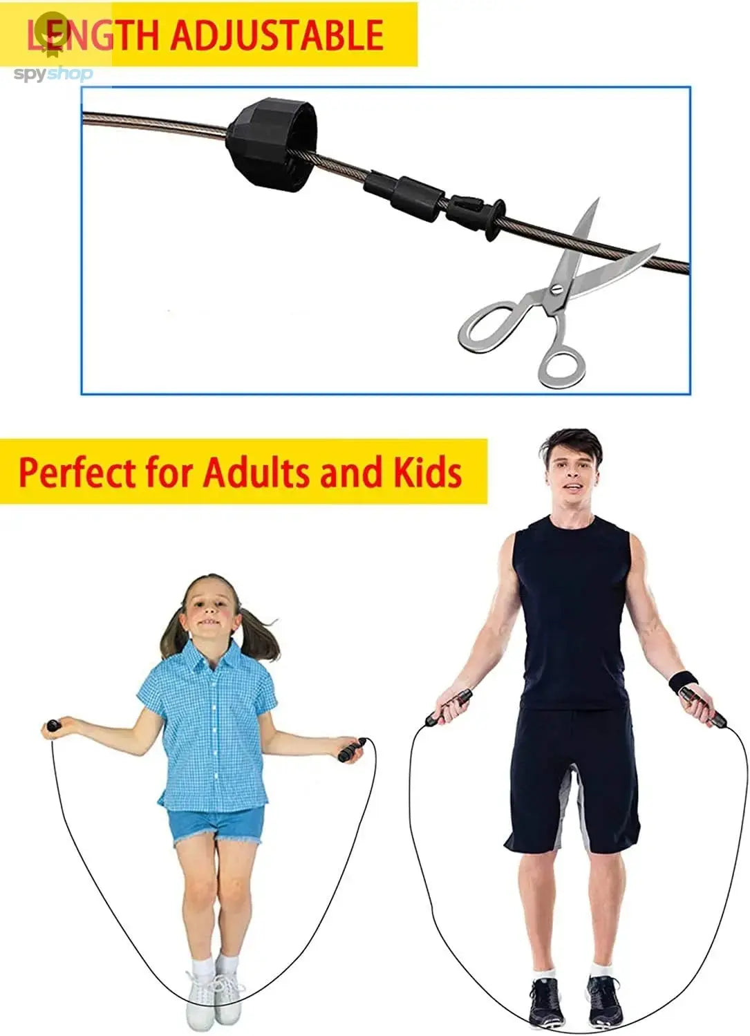With Ball Bearings Adjustable Tangle-Free Speed Wire Jump Rope Workout with Foam Handles for Fitness Home Workouts and Slim Body Spy-shop.com