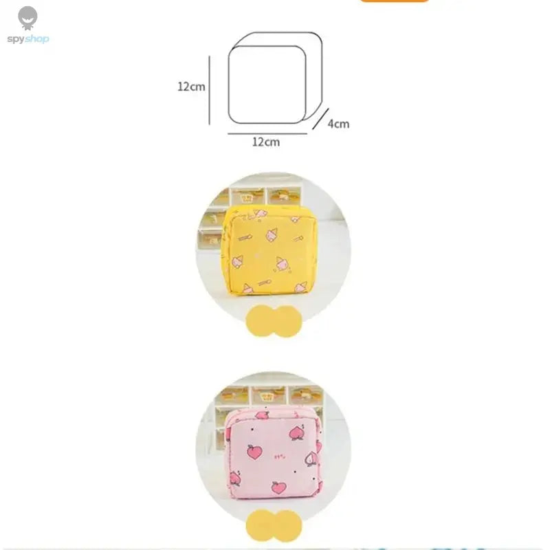 Women Sanitary Napkin Tampon Storage Bag Portable Waterproof Organizer Pouch Cartoon Pattern Sanitary Napkin Bag