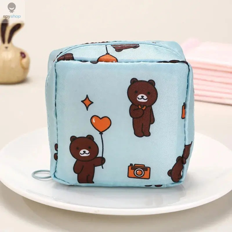 Women Sanitary Napkin Tampon Storage Bag Portable Waterproof Organizer Pouch Cartoon Pattern Sanitary Napkin Bag