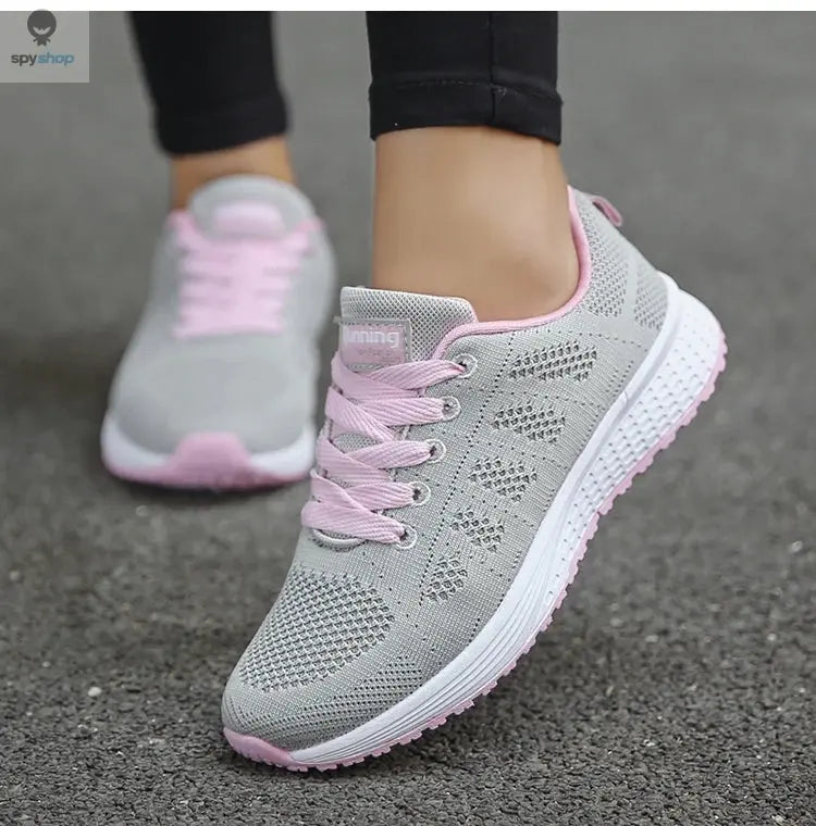 Women's Sneaker 2024 New Fashion Breathable Trainers Comfortable Sneakers Mesh Fabric Lace Up Women's Tennis Shoes For Women