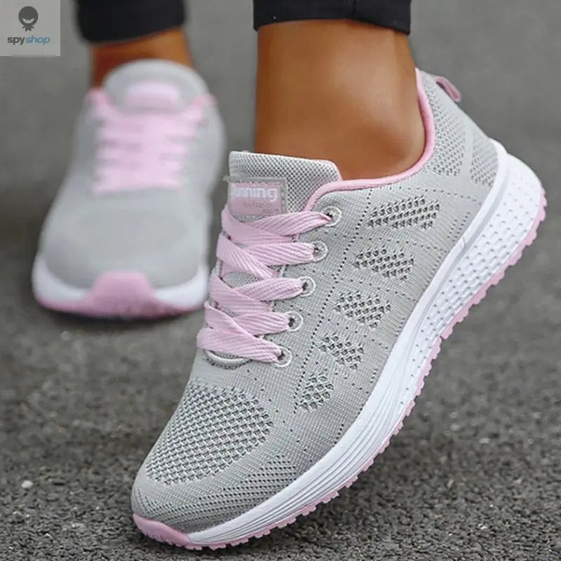 Women's Sneaker 2024 New Fashion Breathable Trainers Comfortable Sneakers Mesh Fabric Lace Up Women's Tennis Shoes For Women