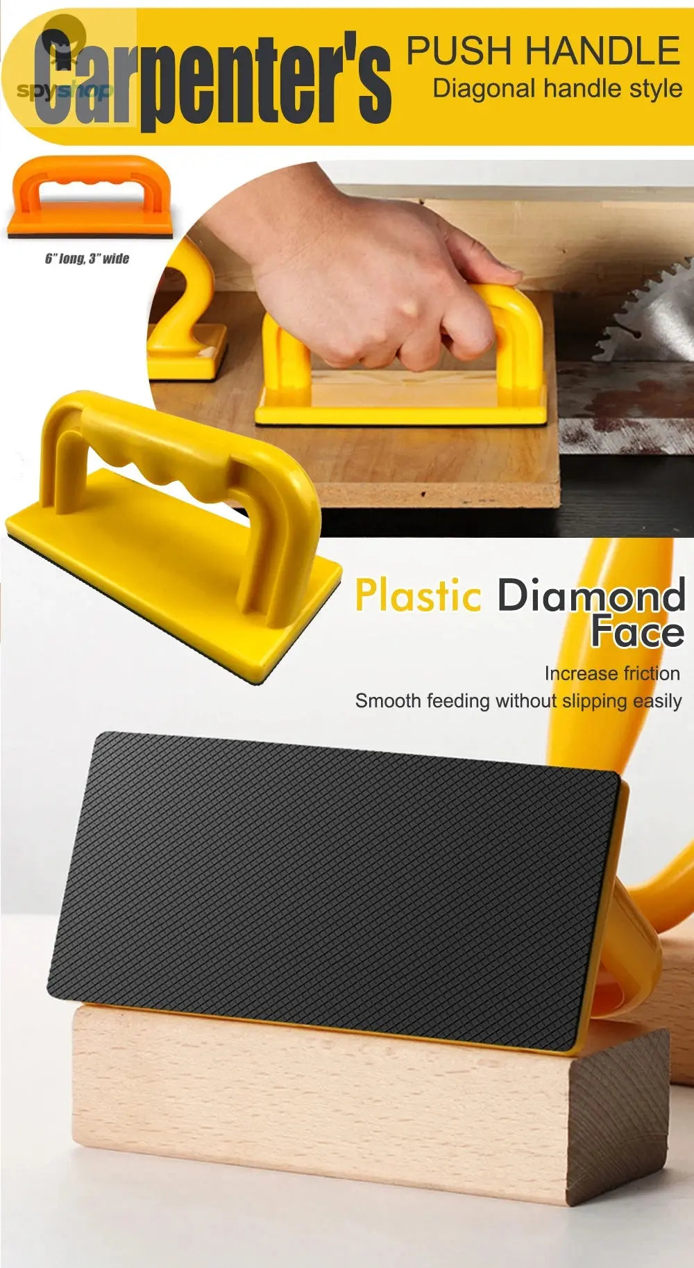 Woodworking Safety Plastic Push Handle Wood Saw Push Block Sticks Table Saw Woodworking Push Block Tools