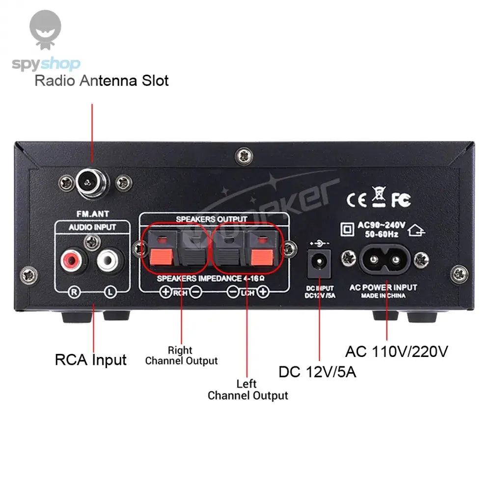 Woopker AK45 HiFi Digital Amplifier Max Power 90Wx2 Channel 2.0 Bluetooth Surround Sound AMP Speaker for Home Car Spy-shop.com