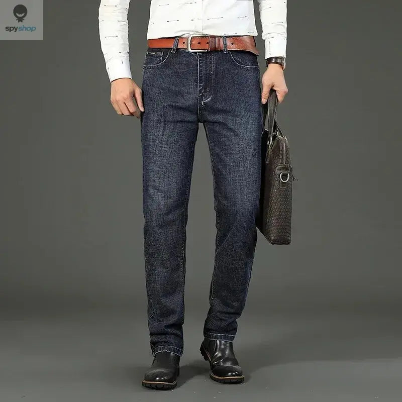 Wthinlee New Business Men's Jeans Casual Straight Stretch Fashion Classic Blue Black Work Denim Trousers Male Brand Clothing