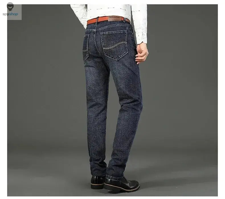 Wthinlee New Business Men's Jeans Casual Straight Stretch Fashion Classic Blue Black Work Denim Trousers Male Brand Clothing