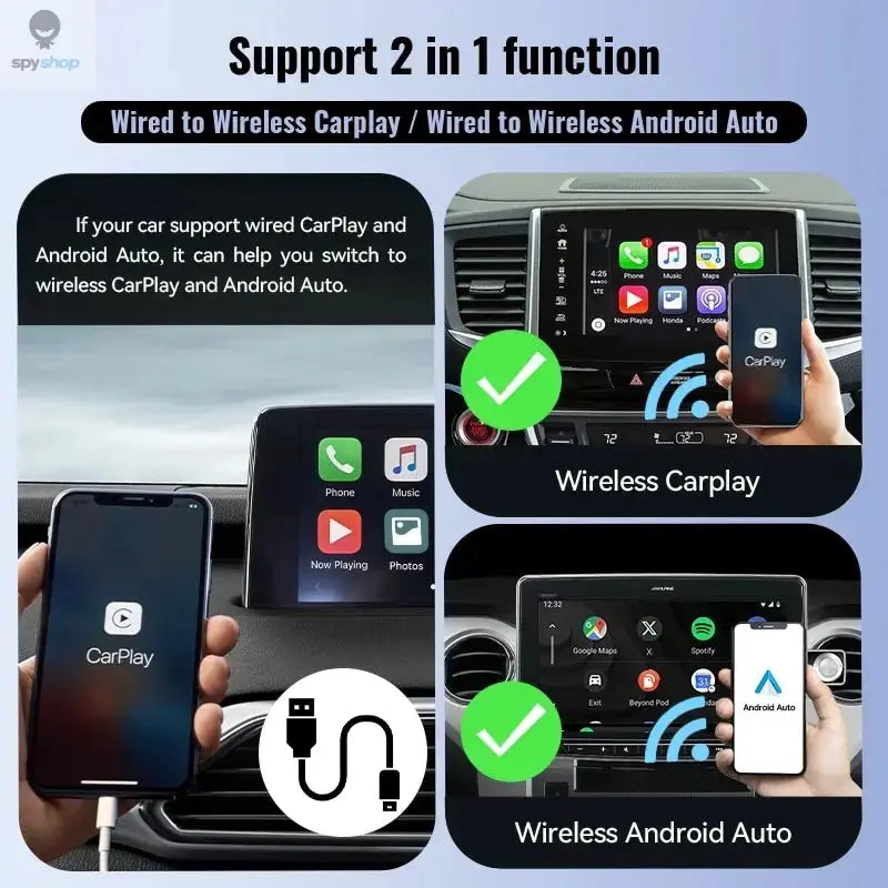 XUDA 2025 Wireless CarPlay Android Auto Wireless Adapter Smart Mini Box Plug And Play WiFi Fast Connect Universal For Nissan