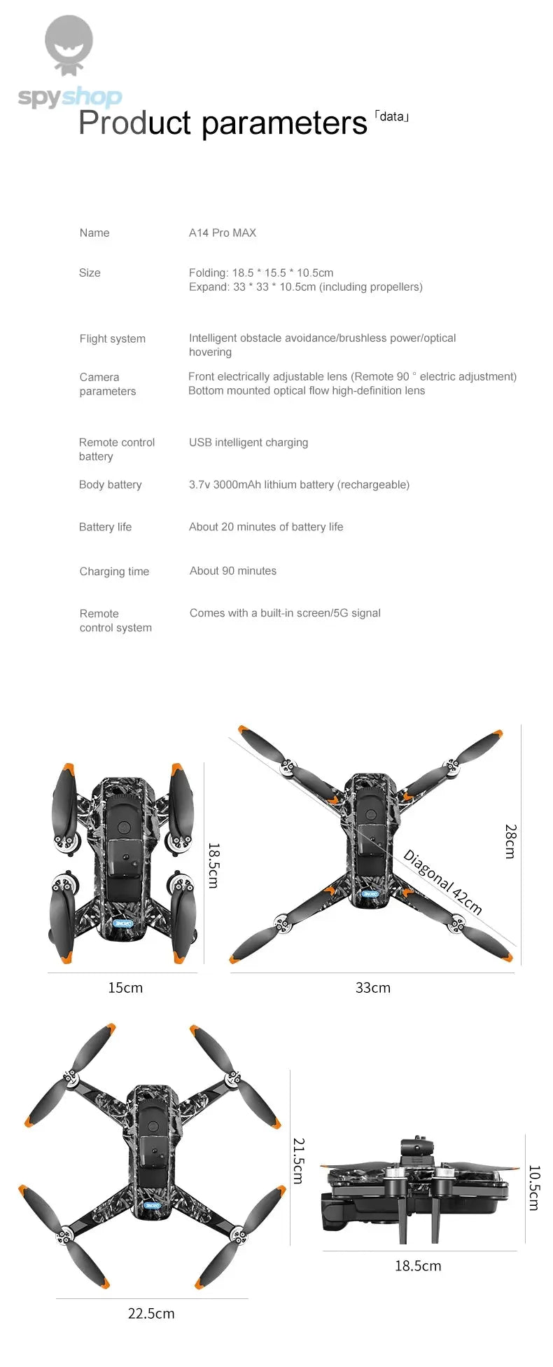 Xiaomi Mijia A14Pro max GPS Brushless 8K three Camera Optical Flow Obstacle Avoidance Foldable Quadcopter RC Distance Drone Toys