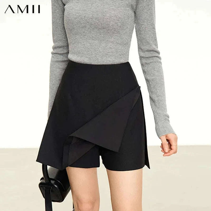 A-Line Skort Skirt Shorts for Women Office Style Mid Waist-Grey skirt / L
