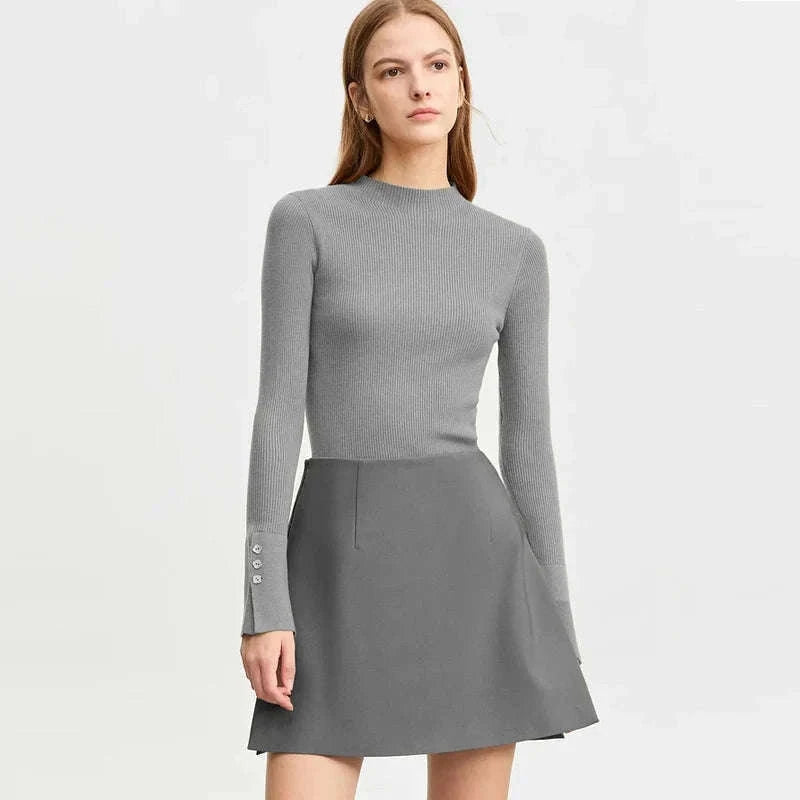 A-Line Skort Skirt Shorts for Women Office Style Mid Waist-Grey skirt / L