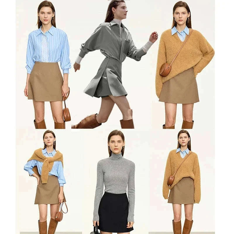 A-Line Skort Skirt Shorts for Women Office Style Mid Waist-Grey skirt / L